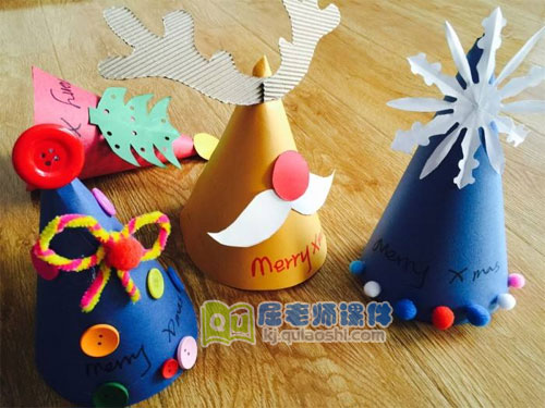 小班艺术手工教案《圣诞帽》图片1